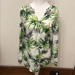 Gibson Latimer Green Leaf Print Tunic Size M EUC
